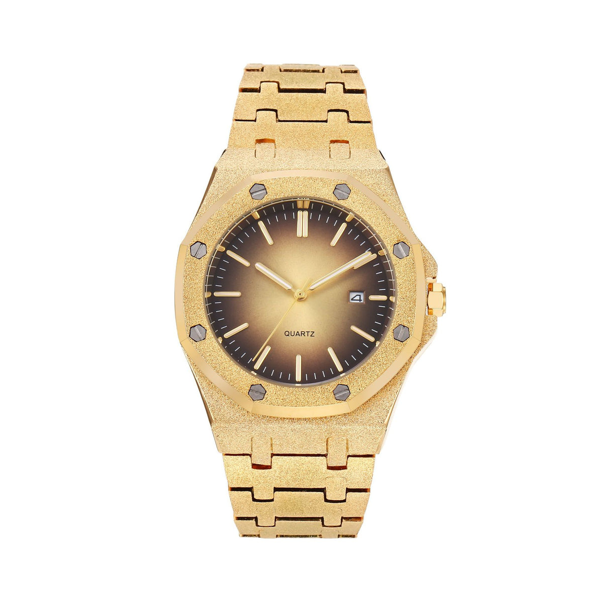 Frost Gold Octagonal Dial Waterproof Luminous Quartz Watch
